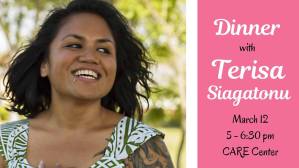 Event flyer for dinner with Terisa Siagatonu